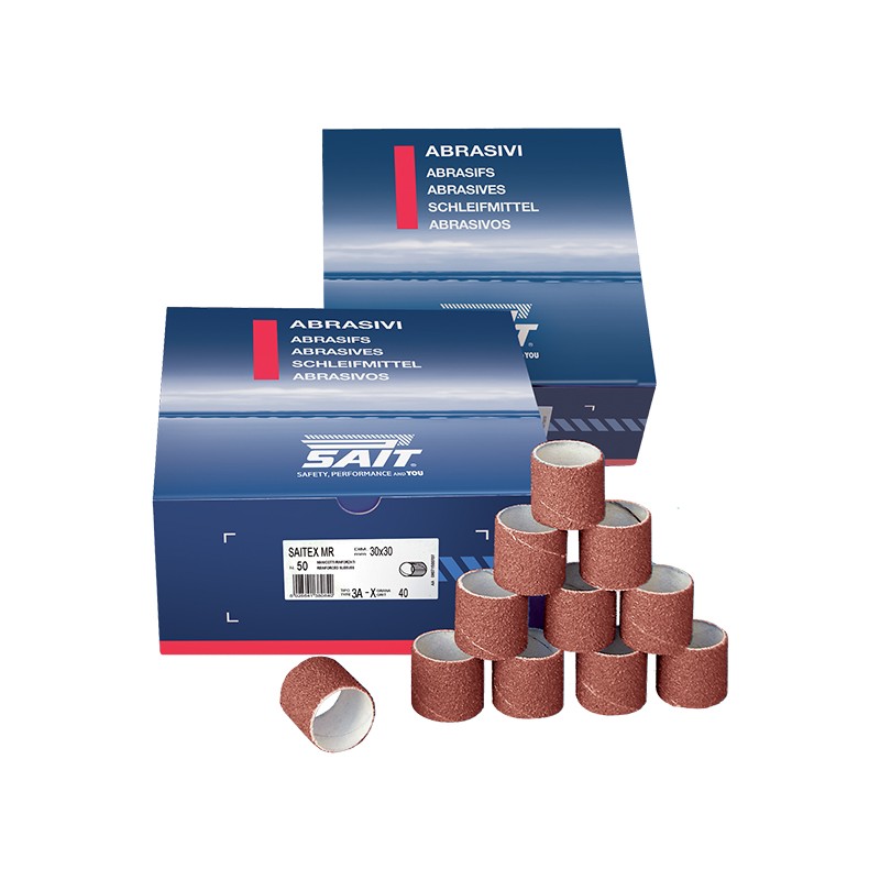 SAIT Abrasivi, 
MR-Saitex 3A-X,
Manicotti cilindrici di tela, per Applicazioni Metallo
